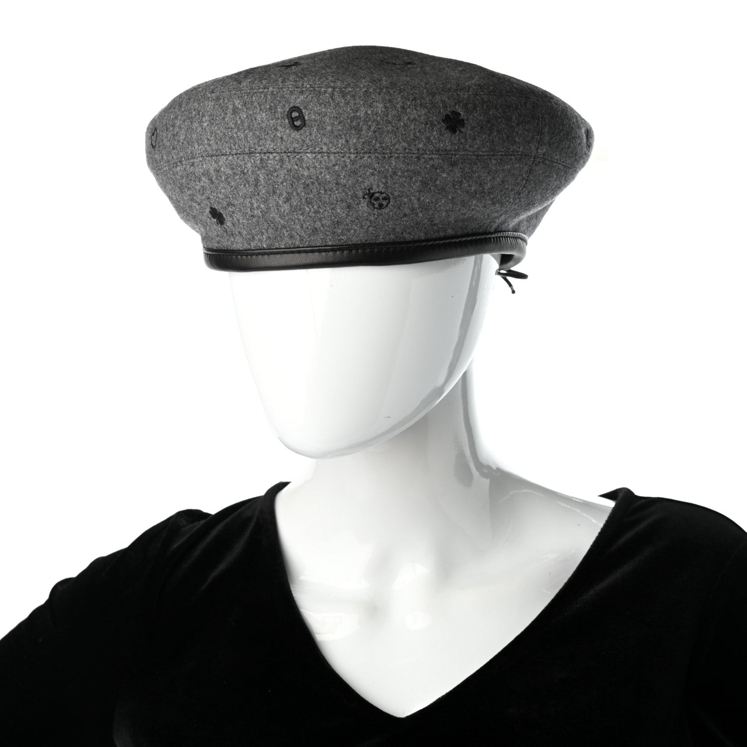 Hermes Cashmere Lambskin Saint-Honore Charms Beret 57 Charbon 2 of 8