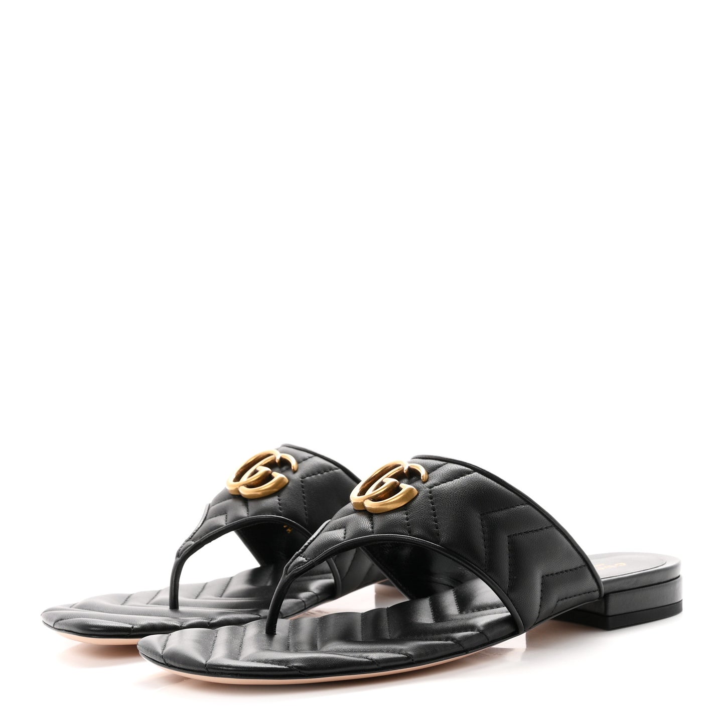 Nappa Charlotte Double G Marmont Thong Sandals 39.5 Black