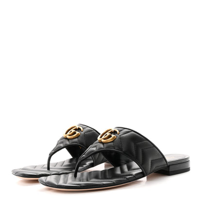 Gucci Nappa Charlotte Double G Marmont Thong Sandals 39.5 Black 4 of 10