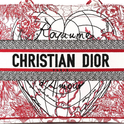 Christian Dior Canvas Embroidered Medium Dioramour D-Royaume Book Tote Red Multicolor 8 of 10
