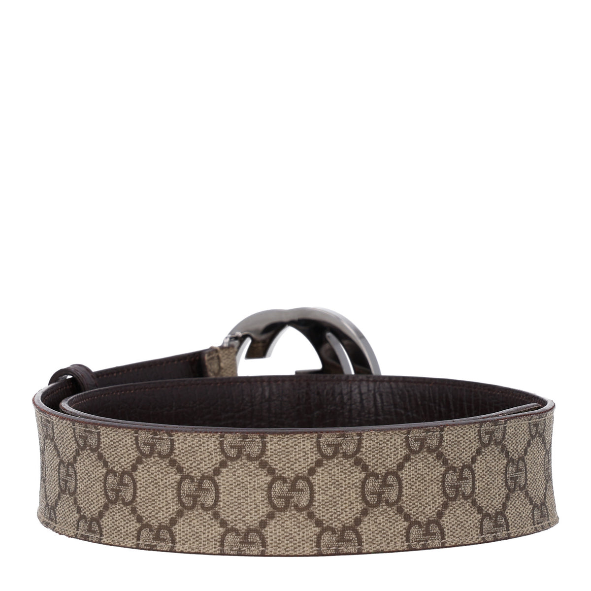 GG Supreme Monogram Calfskin Double G 80 32 Belt Beige Ebony New Acero