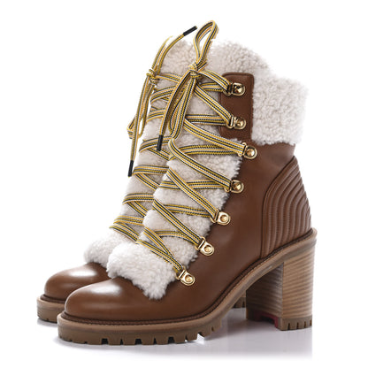 Christian Louboutin Calfskin Shearling Yetita 70 Hiker Booties 36.5 Cuoio Naturel 3 of 8