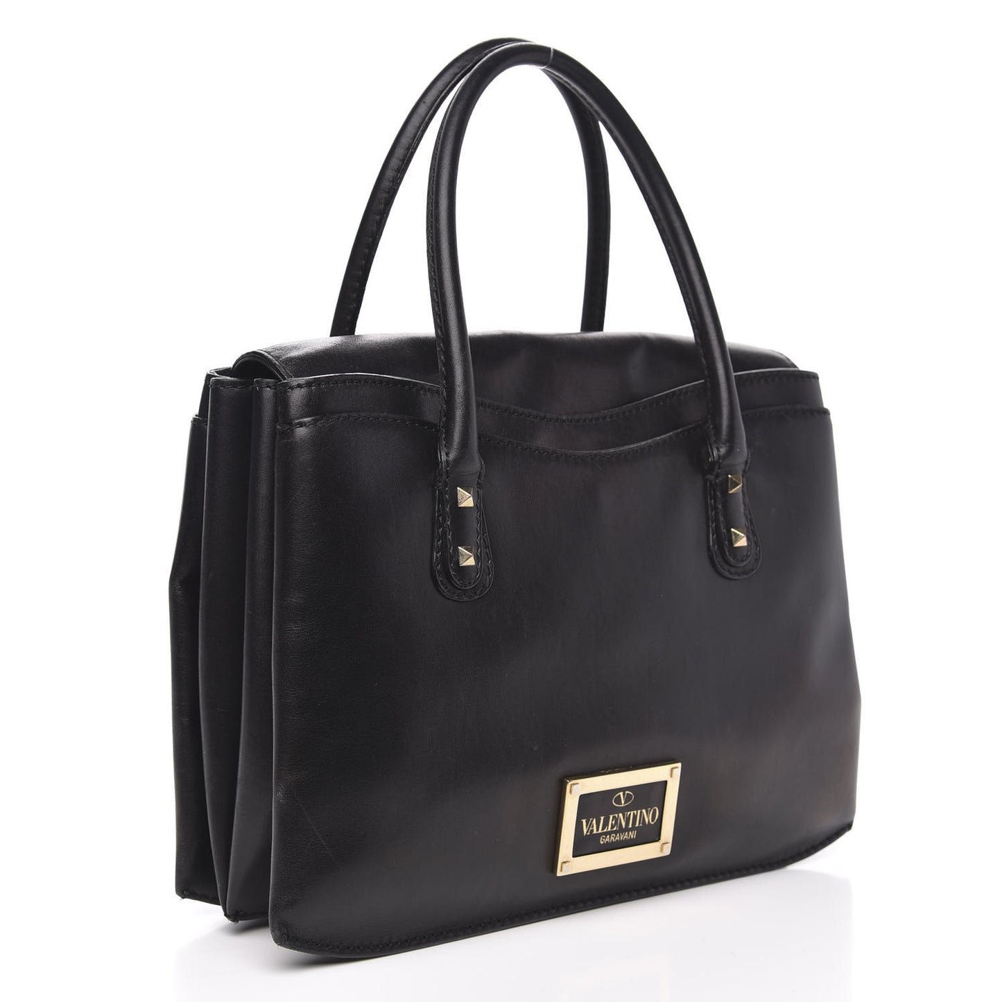 Vitello Rockstud Accordion Satchel Black