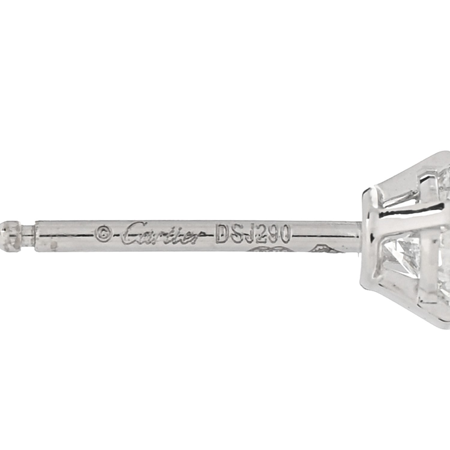 Cartier 18K White Gold Diamond .44ctw Solitaire Earrings 4 of 5