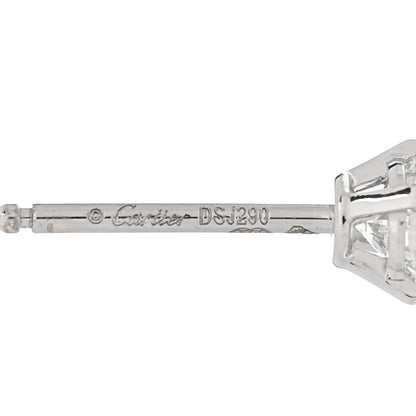 Cartier 18K White Gold Diamond .44ctw Solitaire Earrings 4 of 5