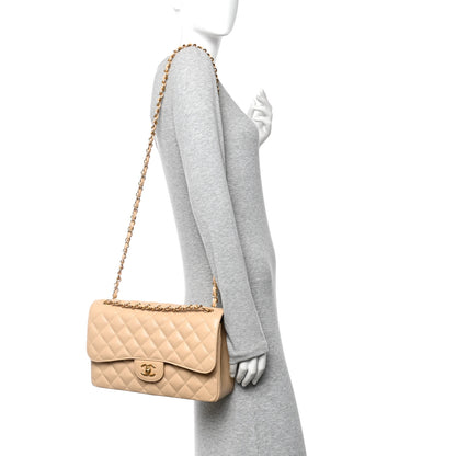 Chanel Caviar Quilted Jumbo Double Flap Beige 2 of 10