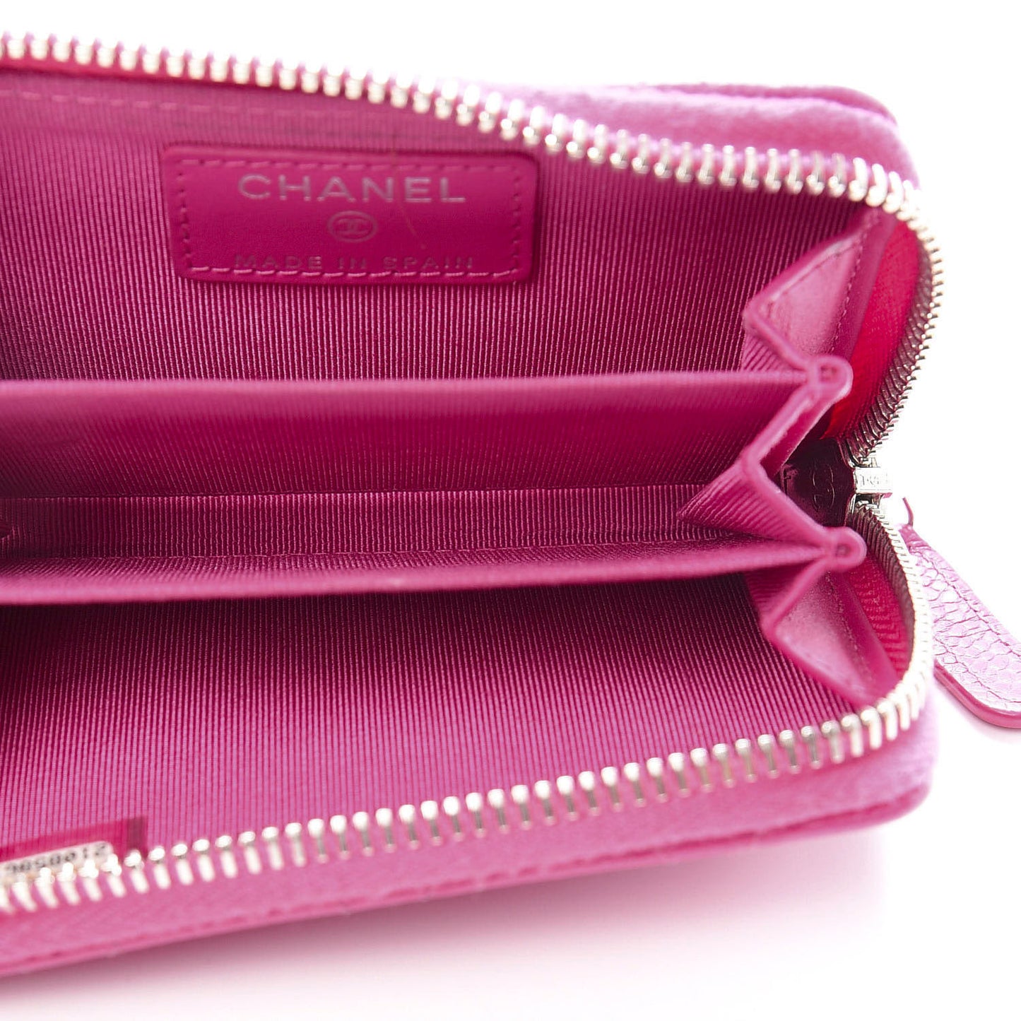 Caviar Quilted Zip Coin Purse Pink