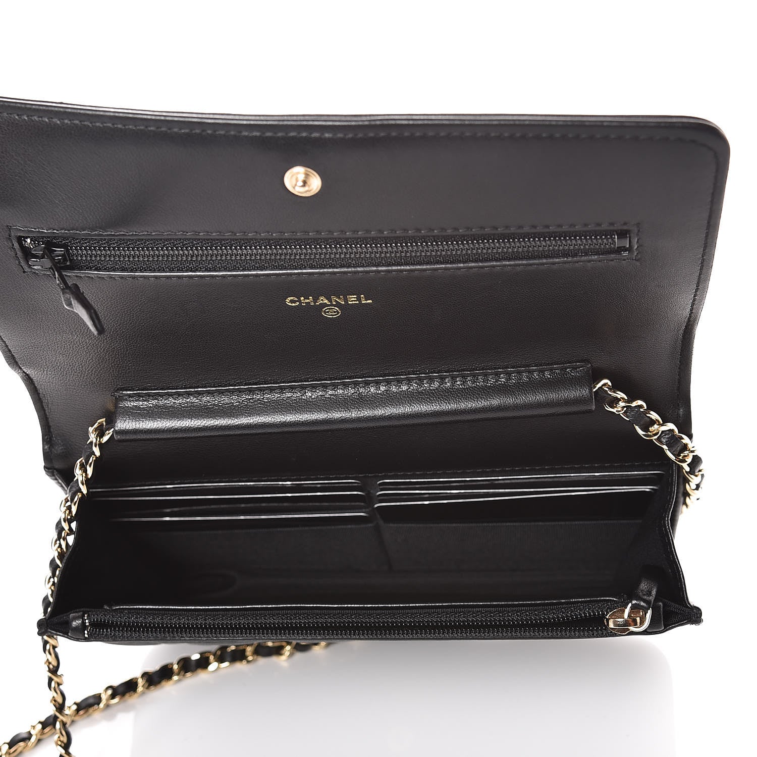 Chanel Lambskin Quilted Boy Wallet On Chain WOC Black 5 of 9