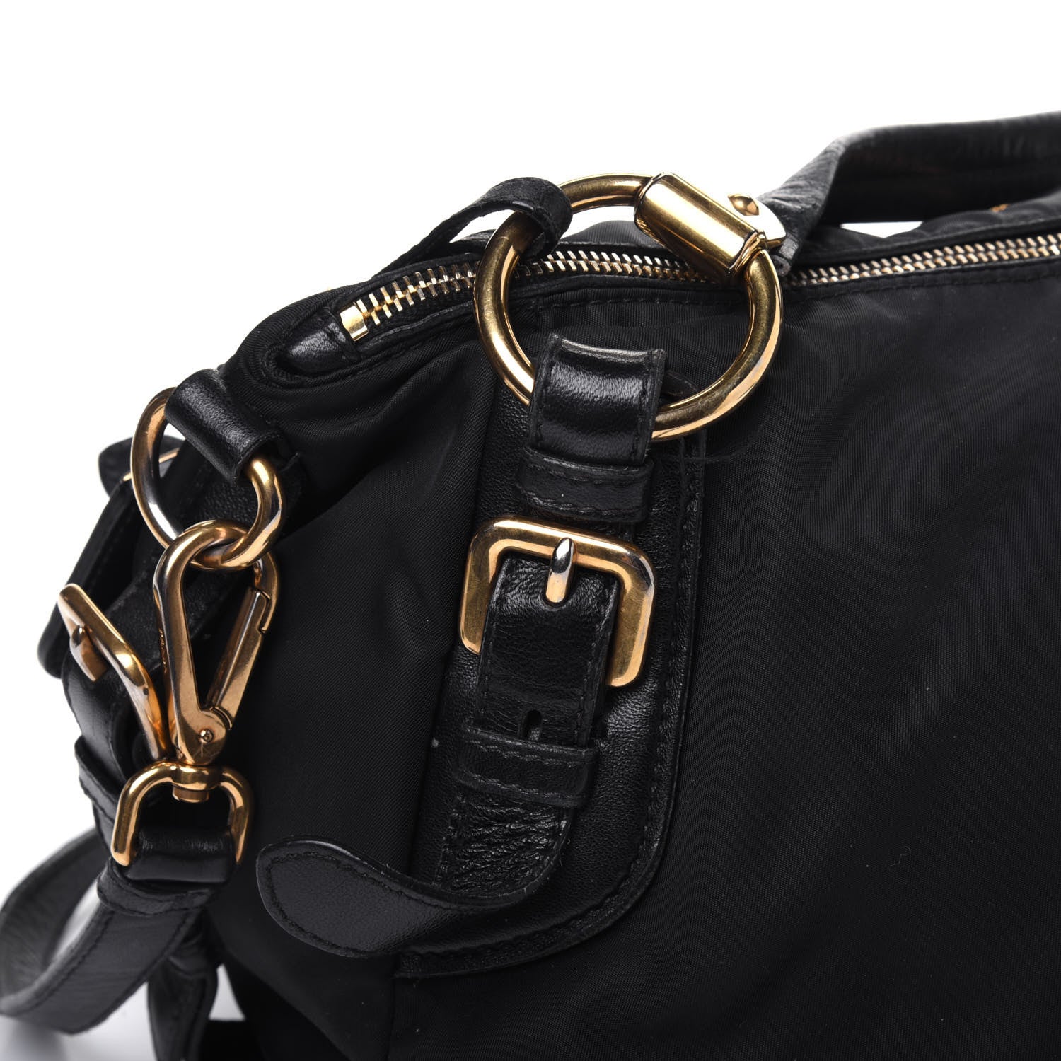 Prada Nylon Tessuto Soft Calfskin Small Shopping Satchel Black 23 of 34