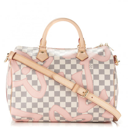 Louis Vuitton Damier Azur Tahitienne Speedy Bandouliere 30 Rose Ballerine 1 of 7