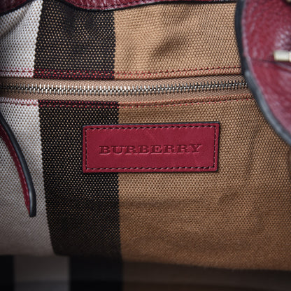 Burberry Grainy Calfskin House Check Medium Maidstone Burgundy Red 5 of 13