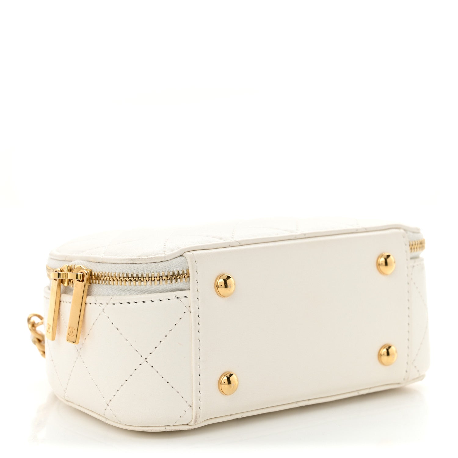 Chanel Lambskin Quilted Small Chic Riviera Top Handle Vanity Case White 4 of 11