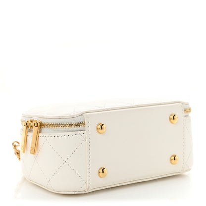 Chanel Lambskin Quilted Small Chic Riviera Top Handle Vanity Case White 4 of 11