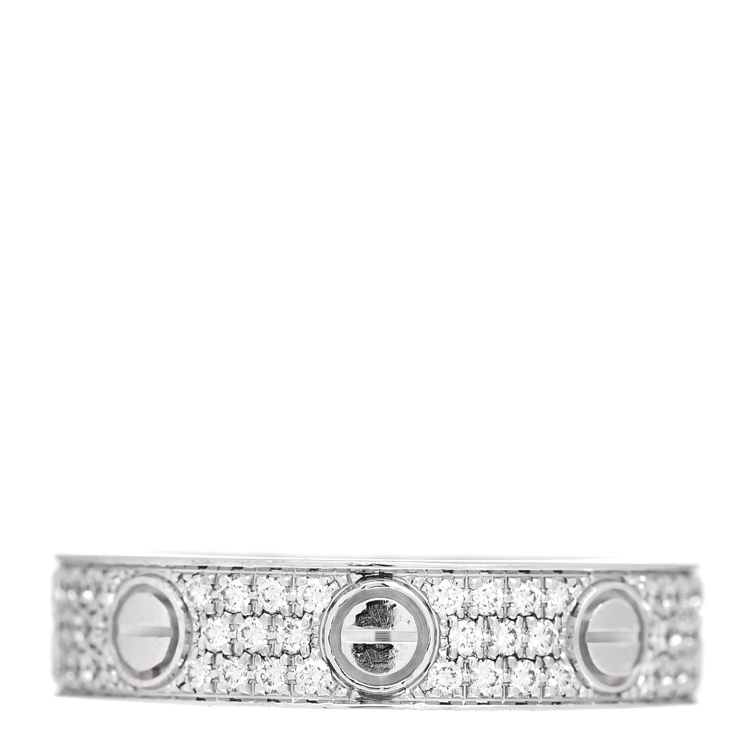 Cartier 18K White Gold Diamond 4mm LOVE Wedding Paved Band Ring 46 3.75 3 of 5