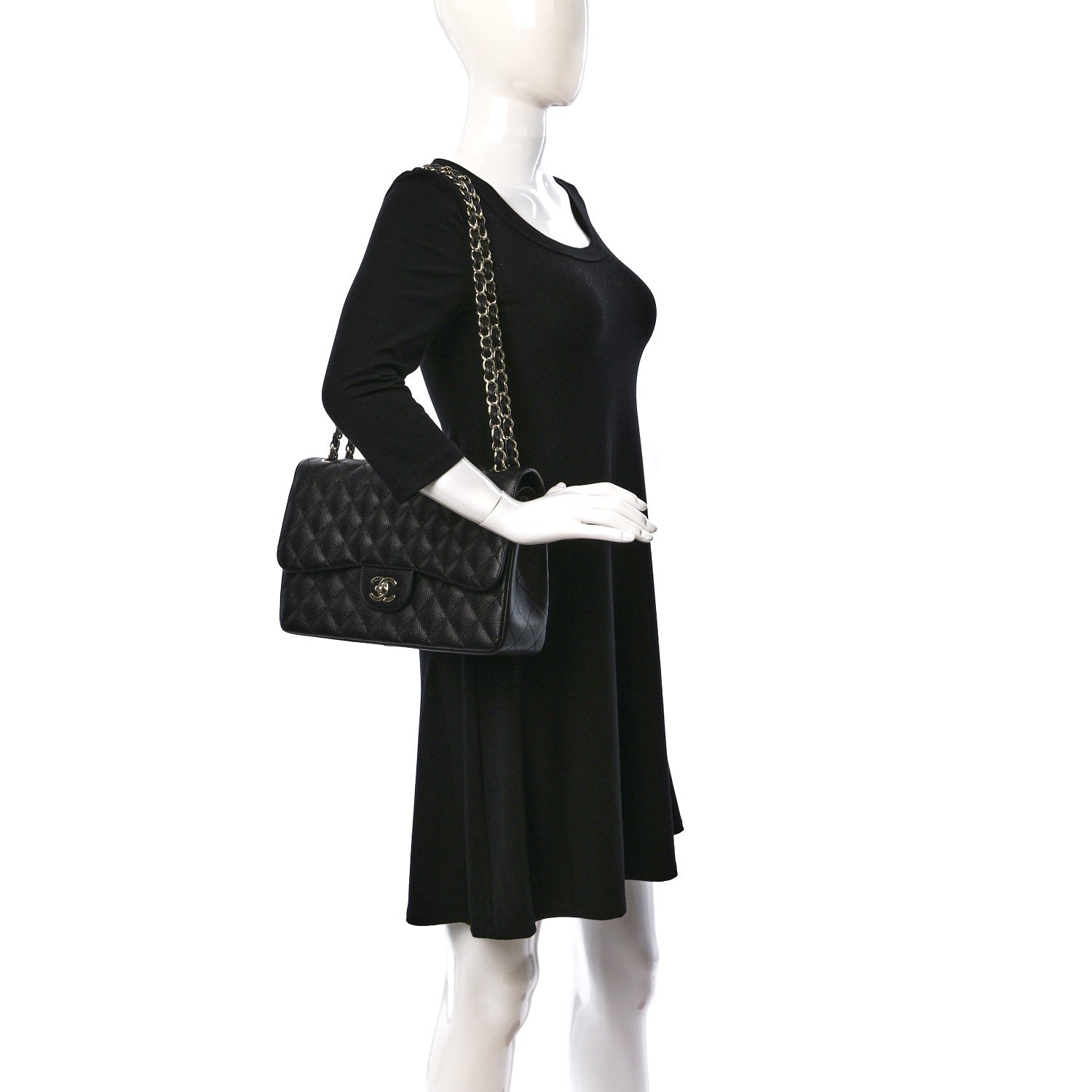 Chanel Caviar Quilted Jumbo Double Flap Black 2 of 9