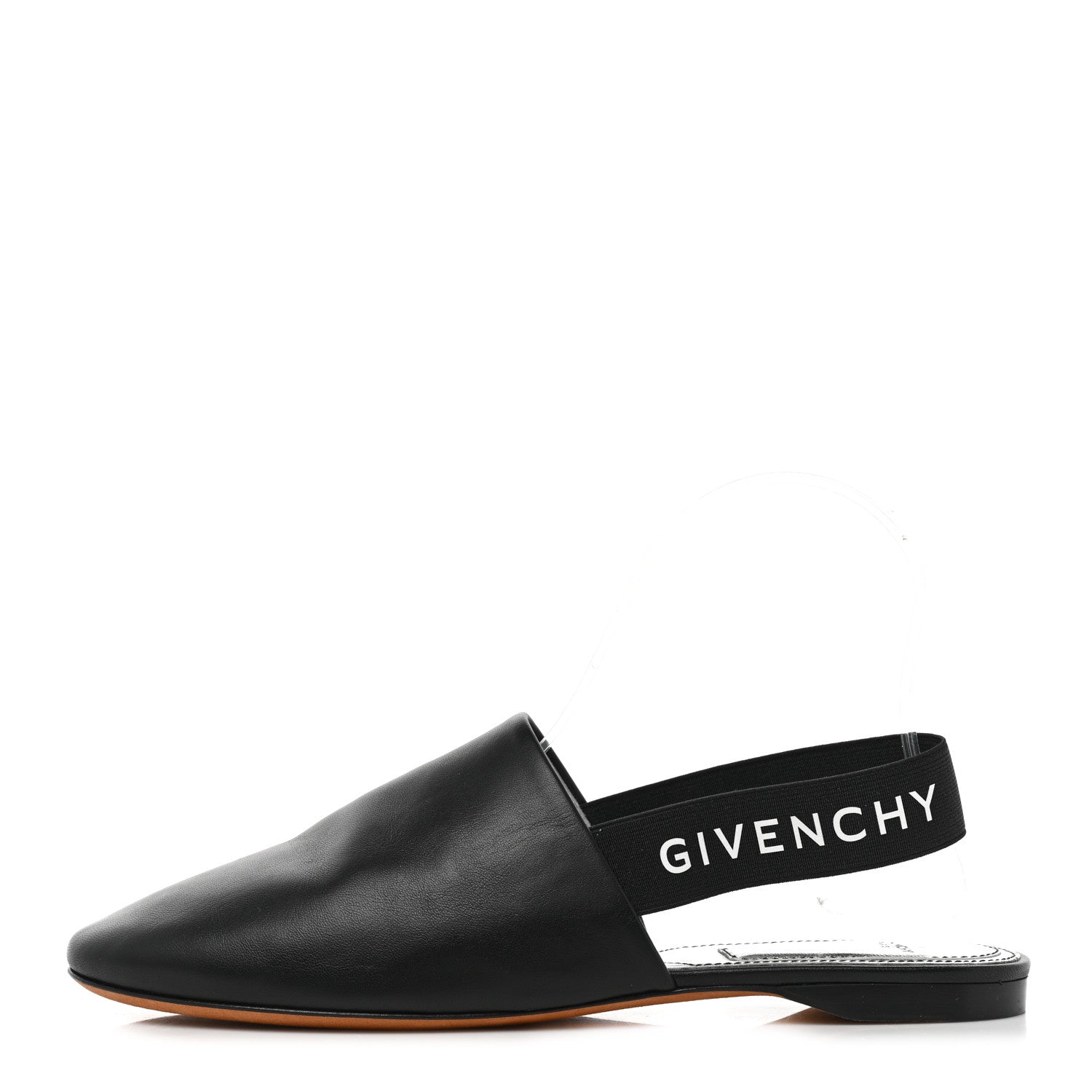 Givenchy Nappa Rivington Logo Slingback Flat 38 Black Silver 1 of 8