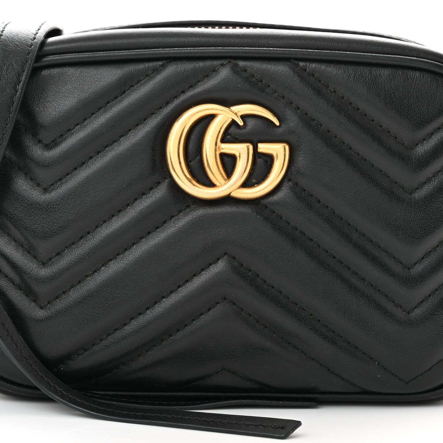 Calfskin Matelasse Mini GG Marmont Chain Shoulder Bag Black