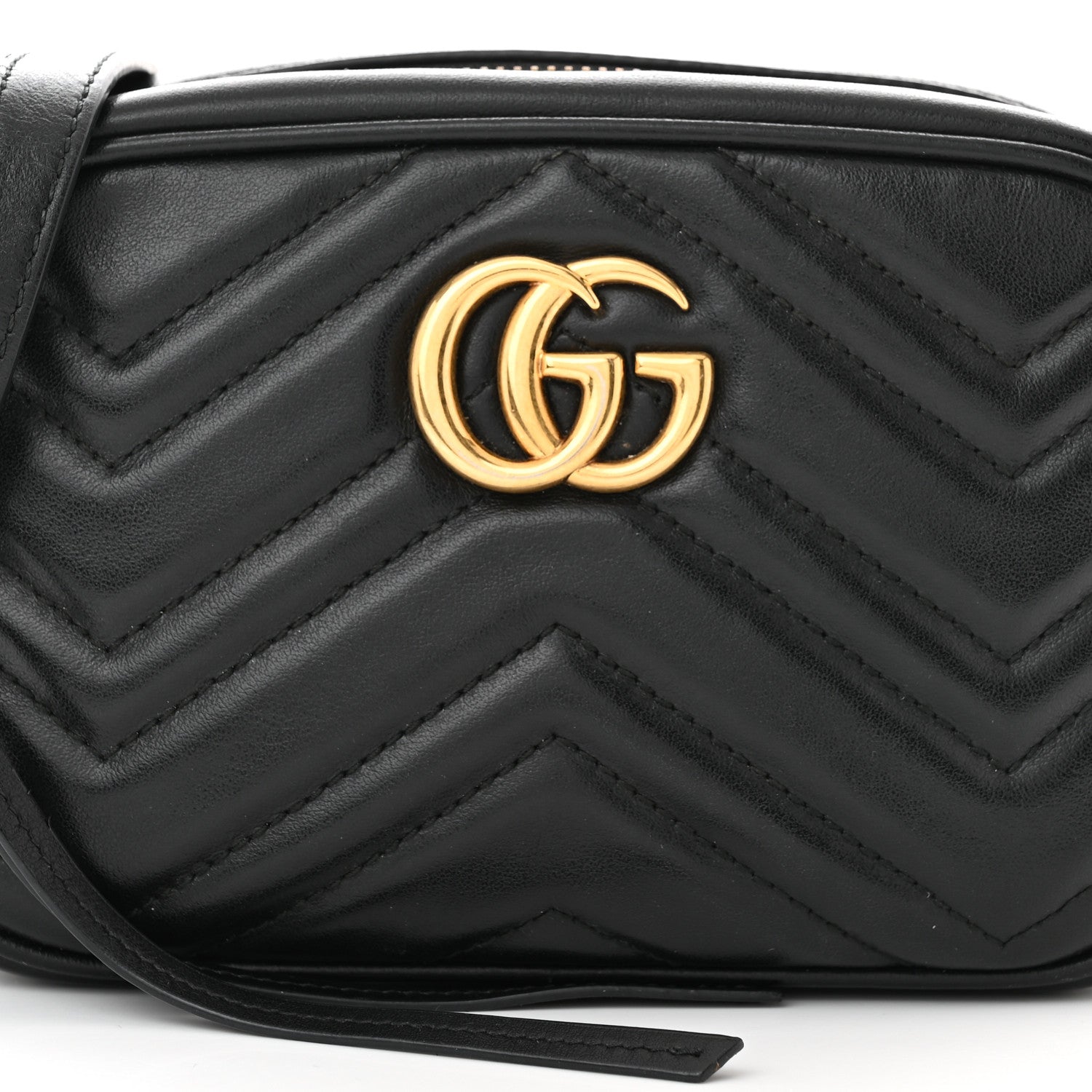 Gucci Calfskin Matelasse Mini GG Marmont Chain Shoulder Bag Black 8 of 12