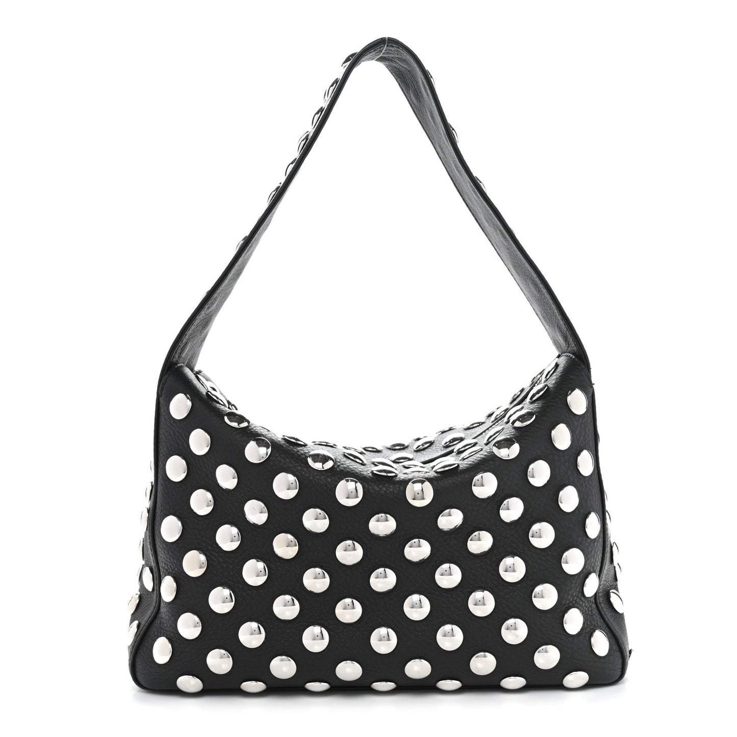 Pebbled Sport Calfskin Studded Elena Black