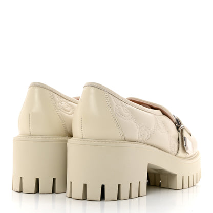 Gucci Nappa Cordovan Lux GG Matelasse Buckled Platform Lug Sole 60mm Loafers 38.5 Milk White 4 of 9