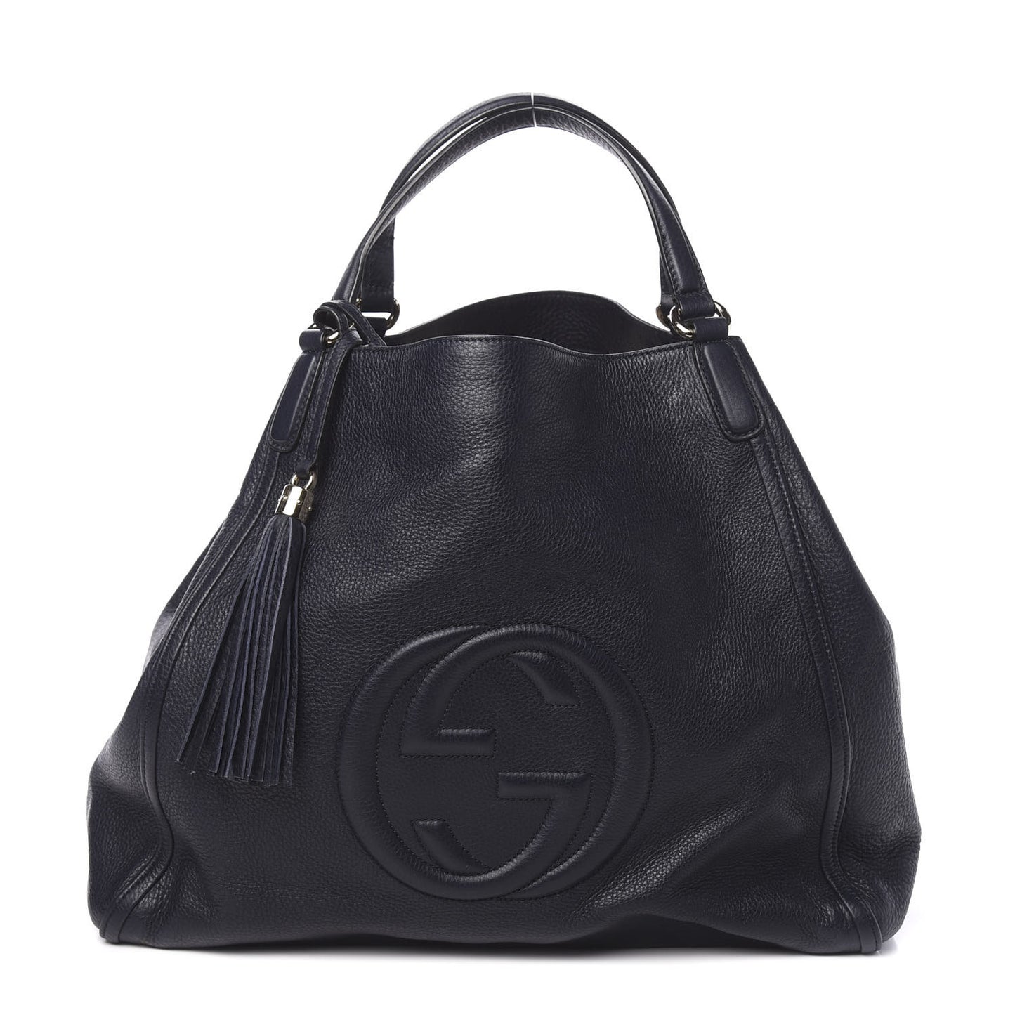Pebbled Calfskin Large Soho Shoulder Bag Blue