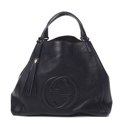 Gucci Pebbled Calfskin Large Soho Shoulder Bag Blue 1 of 10
