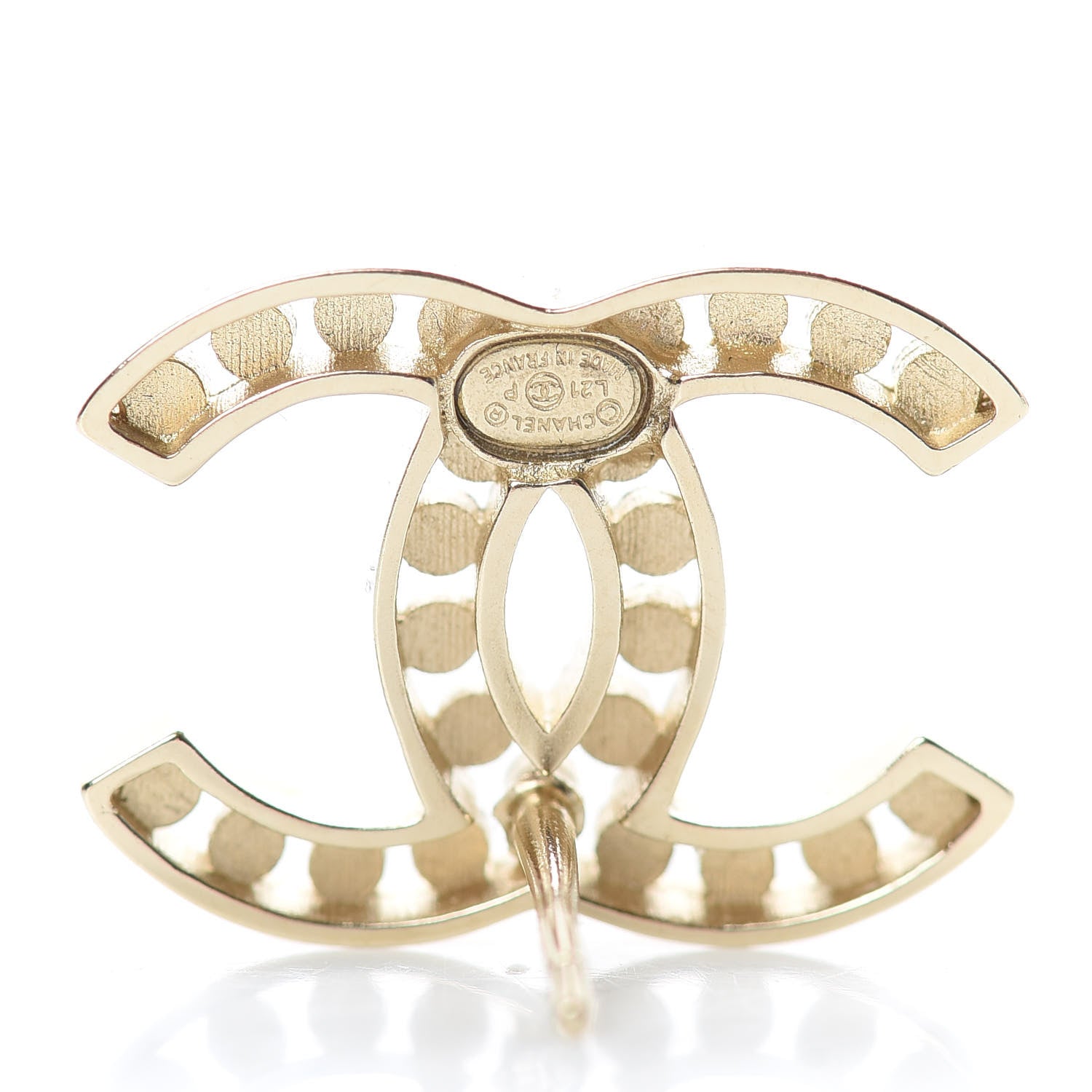 Chanel Crystal CC Large Earrings Gold 4 of 5