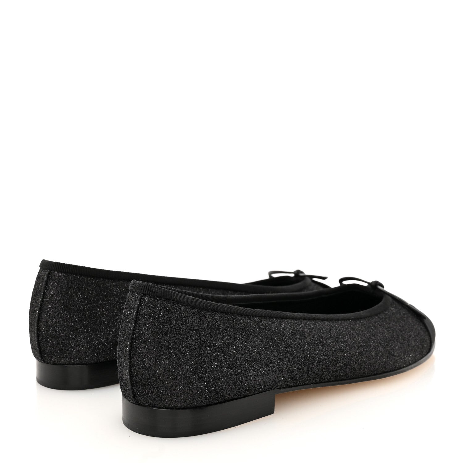 Chanel Glitter Grosgrain Cap Toe CC Ballerina Flats 40 Black 5 of 11