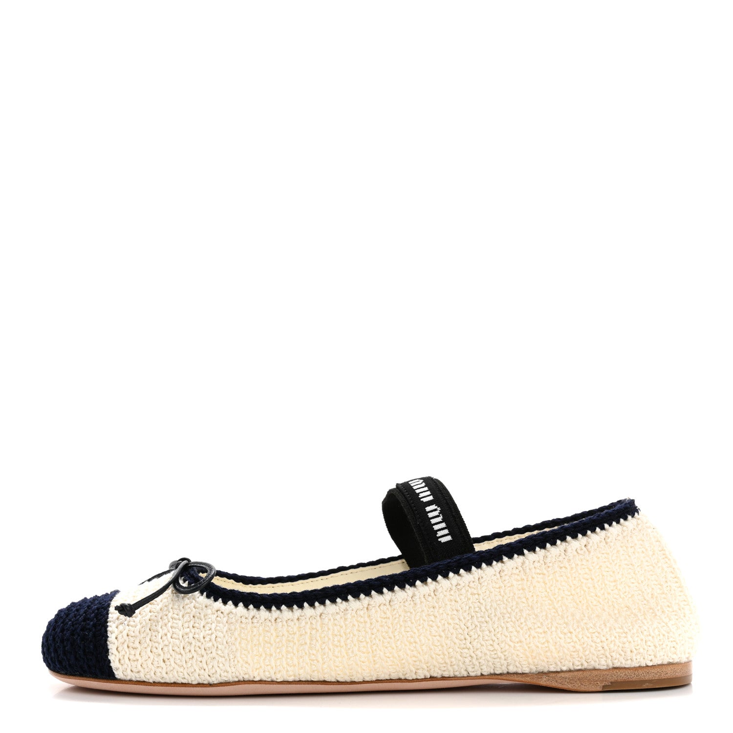 Miu Miu Cotton Crochet Knit Ballerina Flats 39 Avorio Blue 2 of 18