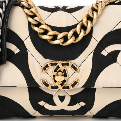 Chanel Fabric Printed Medium Chanel 19 Flap Black Ecru 8 of 11