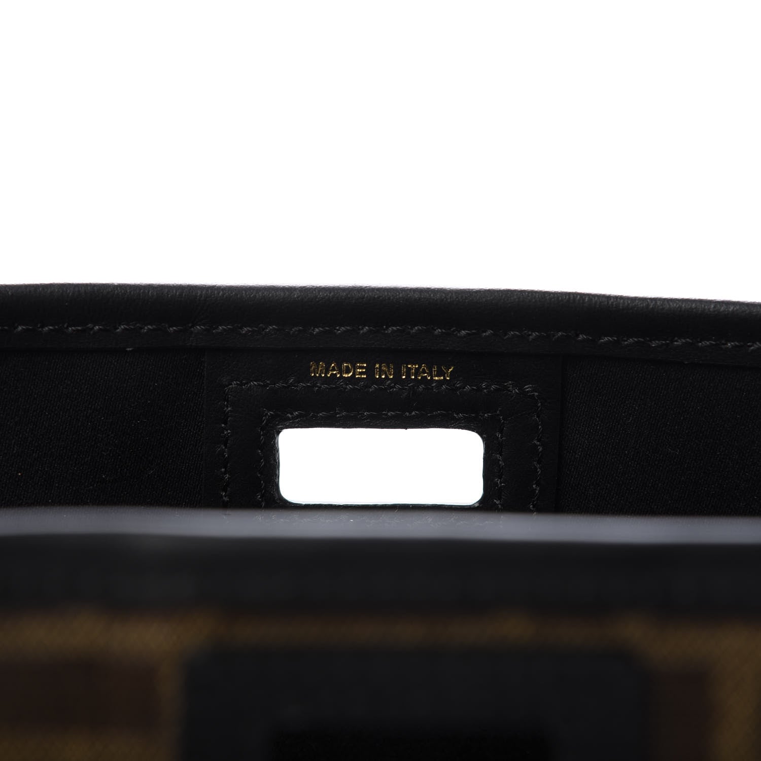 Fendi Glazed Fabric Vitello Century FF 1974 Stamp Patch Mini Peekaboo Defender Cover Mogano Panna Black 9 of 10
