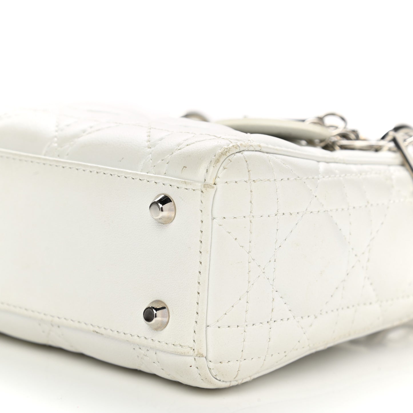 Lambskin Cannage Mini Lady Dior White