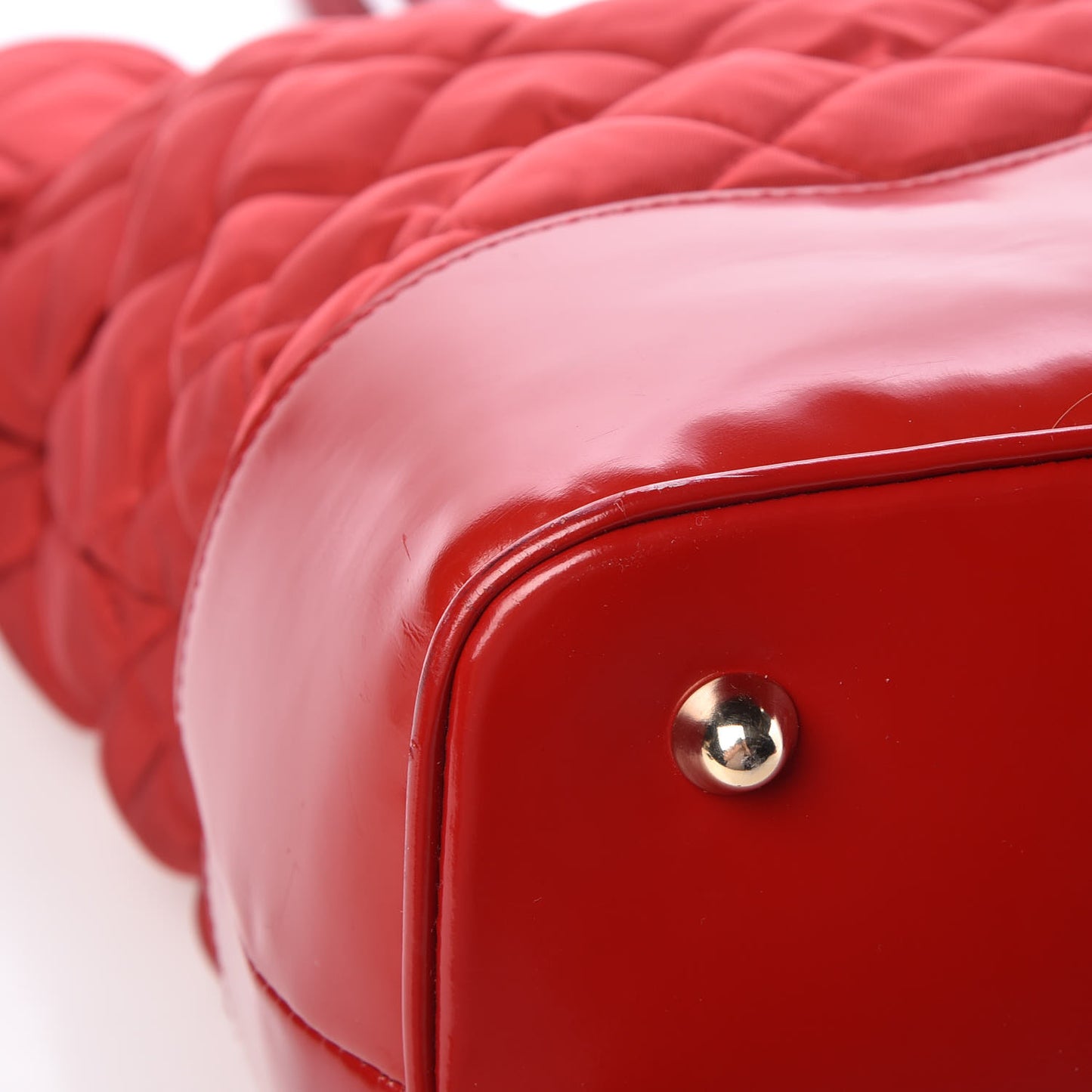 Nylon Patent Quilted Grange Tote Red