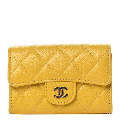 Chanel Caviar Quilted Flap Card Holder Yellow 1 of 9