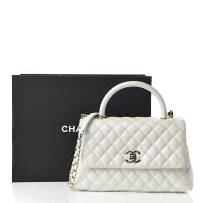 Chanel Iridescent Caviar Quilted Small Coco Handle Flap White 11 of 11