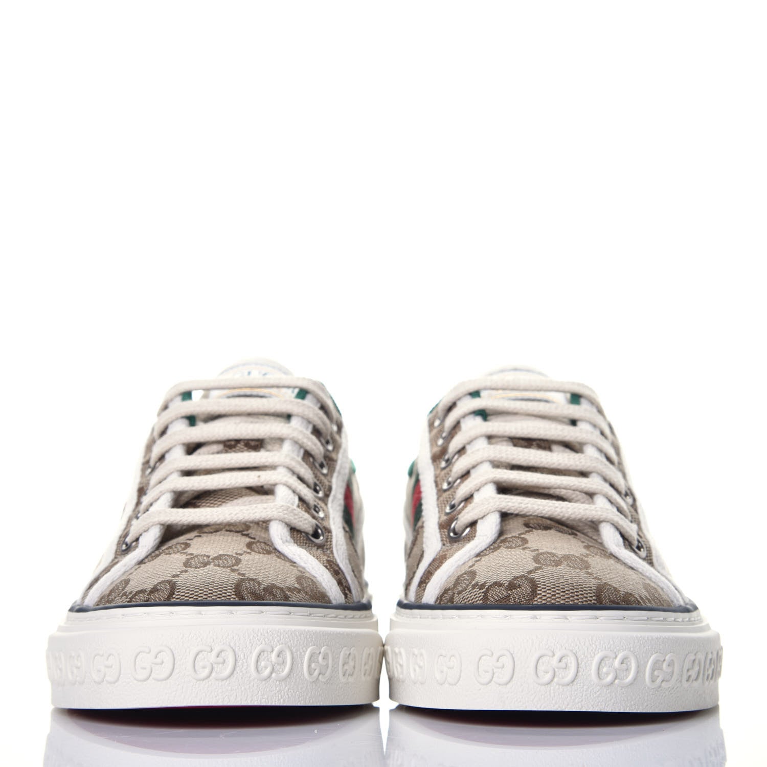Gucci GG Monogram Web Womens 1977 Tennis Sneakers 35.5 Beige Ebony Mystic White 2 of 8