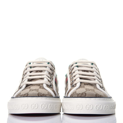 Gucci GG Monogram Web Womens 1977 Tennis Sneakers 35.5 Beige Ebony Mystic White 2 of 8