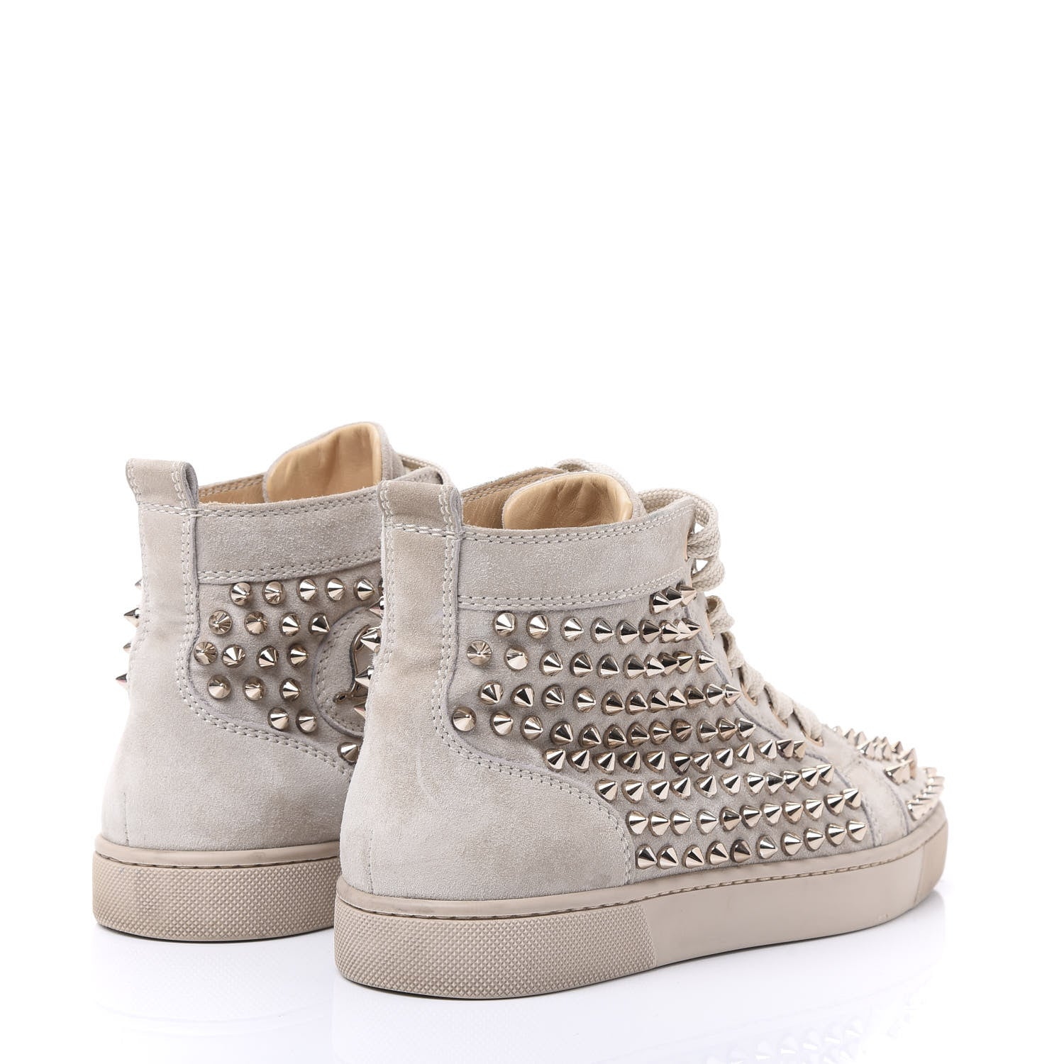 Christian Louboutin Veau Velours Womens Louis Spikes Flat Sneakers 36 Colombe 4 of 8