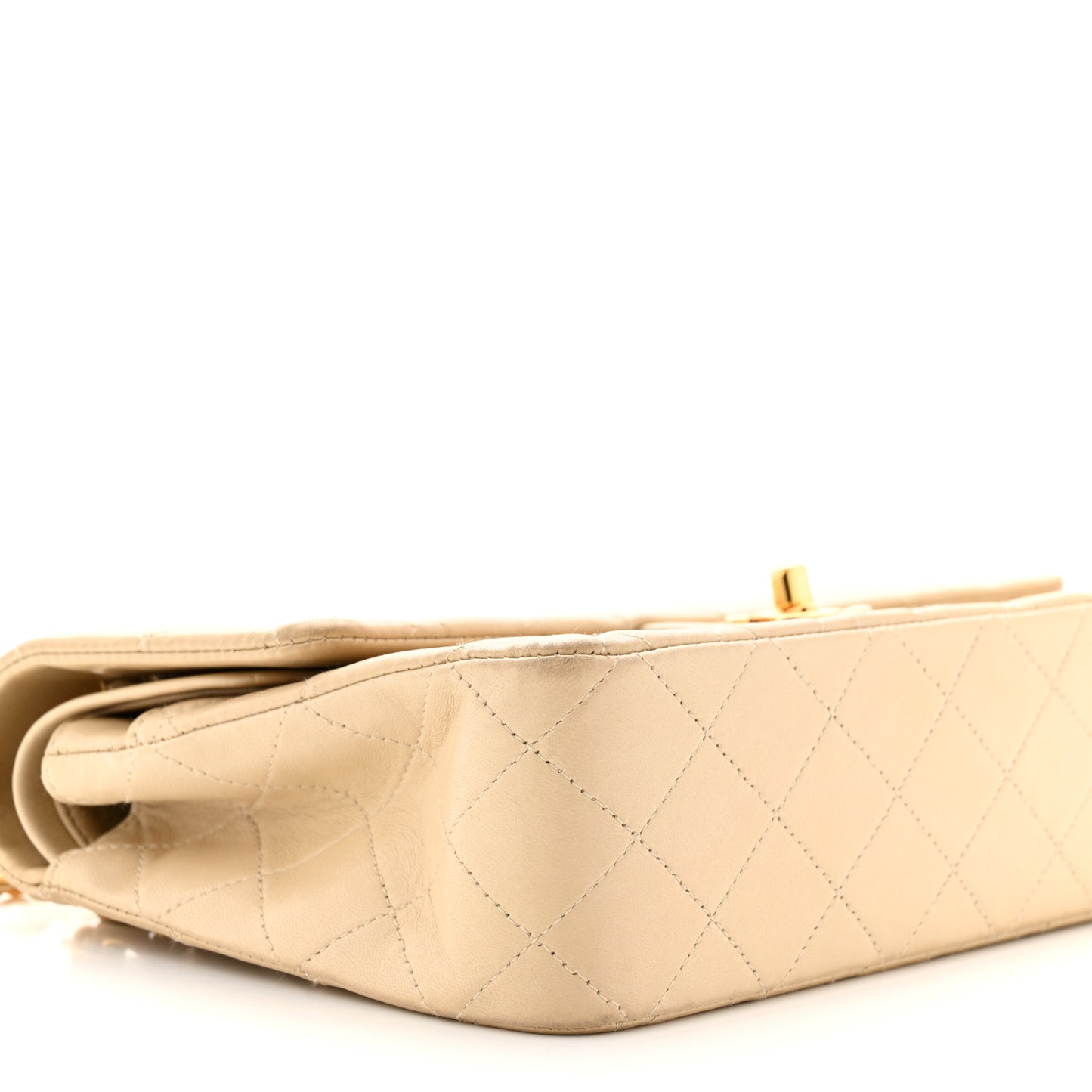 Lambskin Quilted Small Double Flap Beige