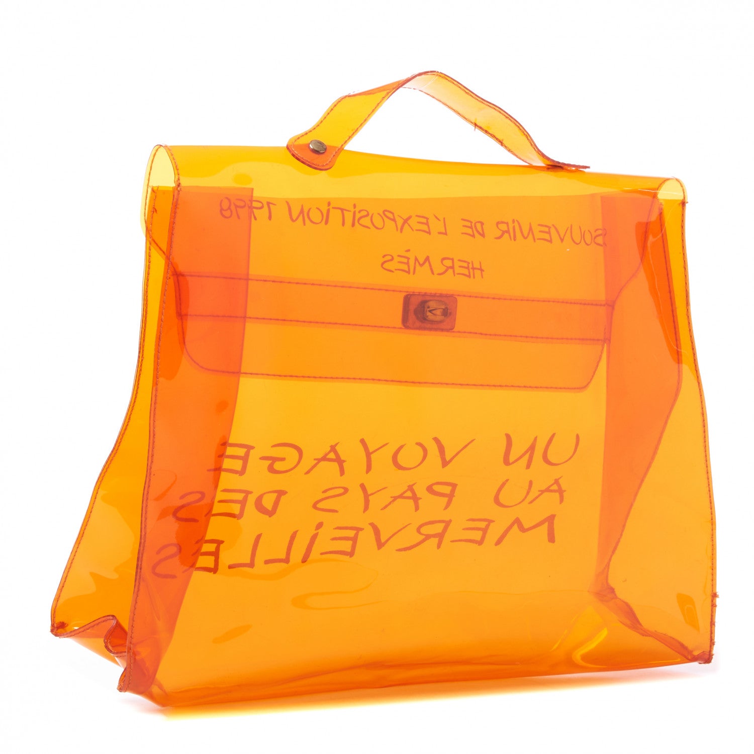 Hermes Vinyl Souvenir De L'Exposition Kelly Orange 2 of 6