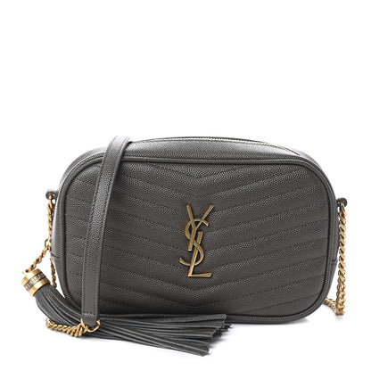 Saint Laurent Grain De Poudre Matelasse Monogram Mini Lou Camera Bag Dark Smog 1 of 7