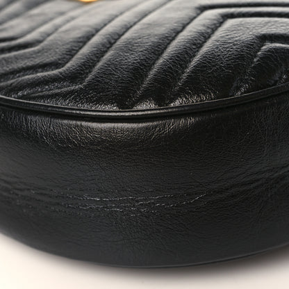 Gucci Azalea Calfskin Matelasse Heart Mini GG Marmont Round Shoulder Bag Black 8 of 10
