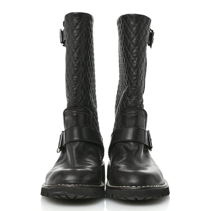 Chanel Calfskin Quilted Biker Boots 39 Brown 3 of 13