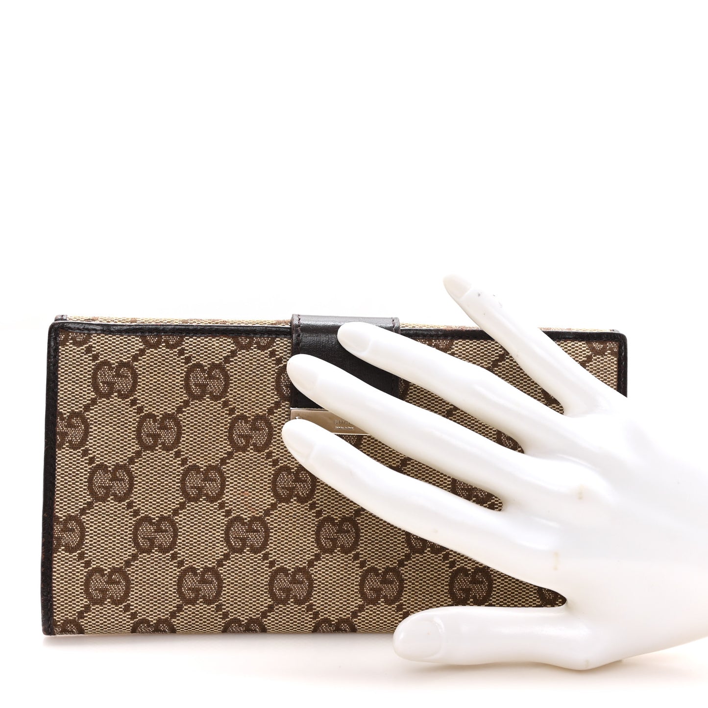 GG Plus Monogram Icon Bar Continental Flap Wallet Dark Brown
