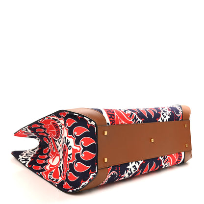 Valentino Garavani Canvas Calfskin Large Vlogo Manifesto Bandana Print Tote Red Multicolor 4 of 9