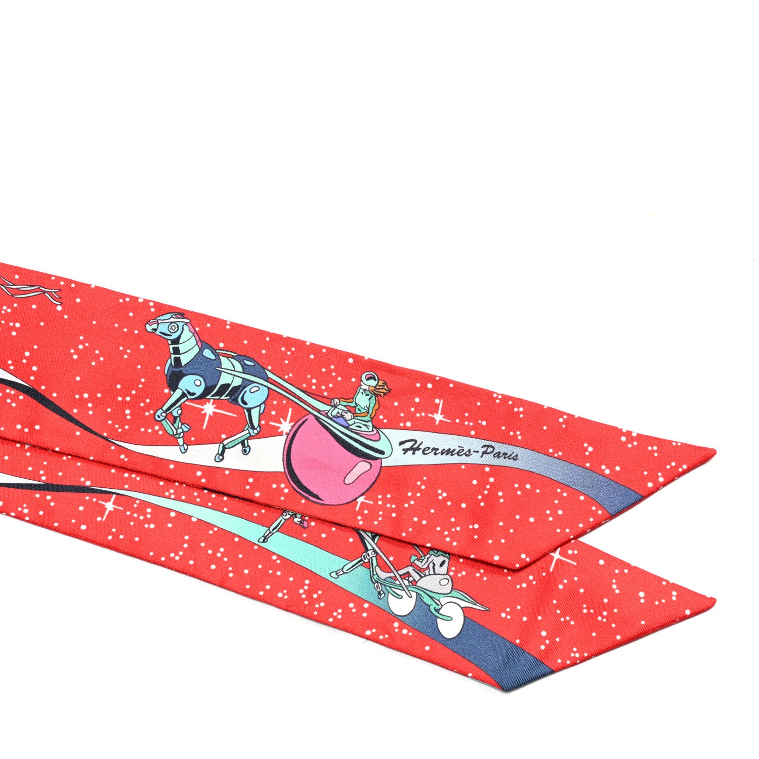 Hermes Silk Space Derby Twilly Rouge Vert Bleu 2 of 4
