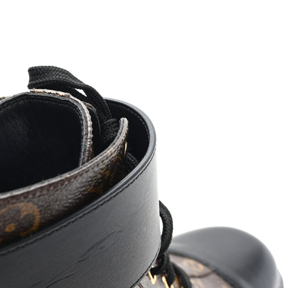 Louis Vuitton Calfskin Monogram Wonderland Flat Ranger Boots 38 Black 10 of 10