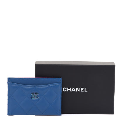 Chanel Lambskin Quilted Card Holder Blue Pink 9 of 9