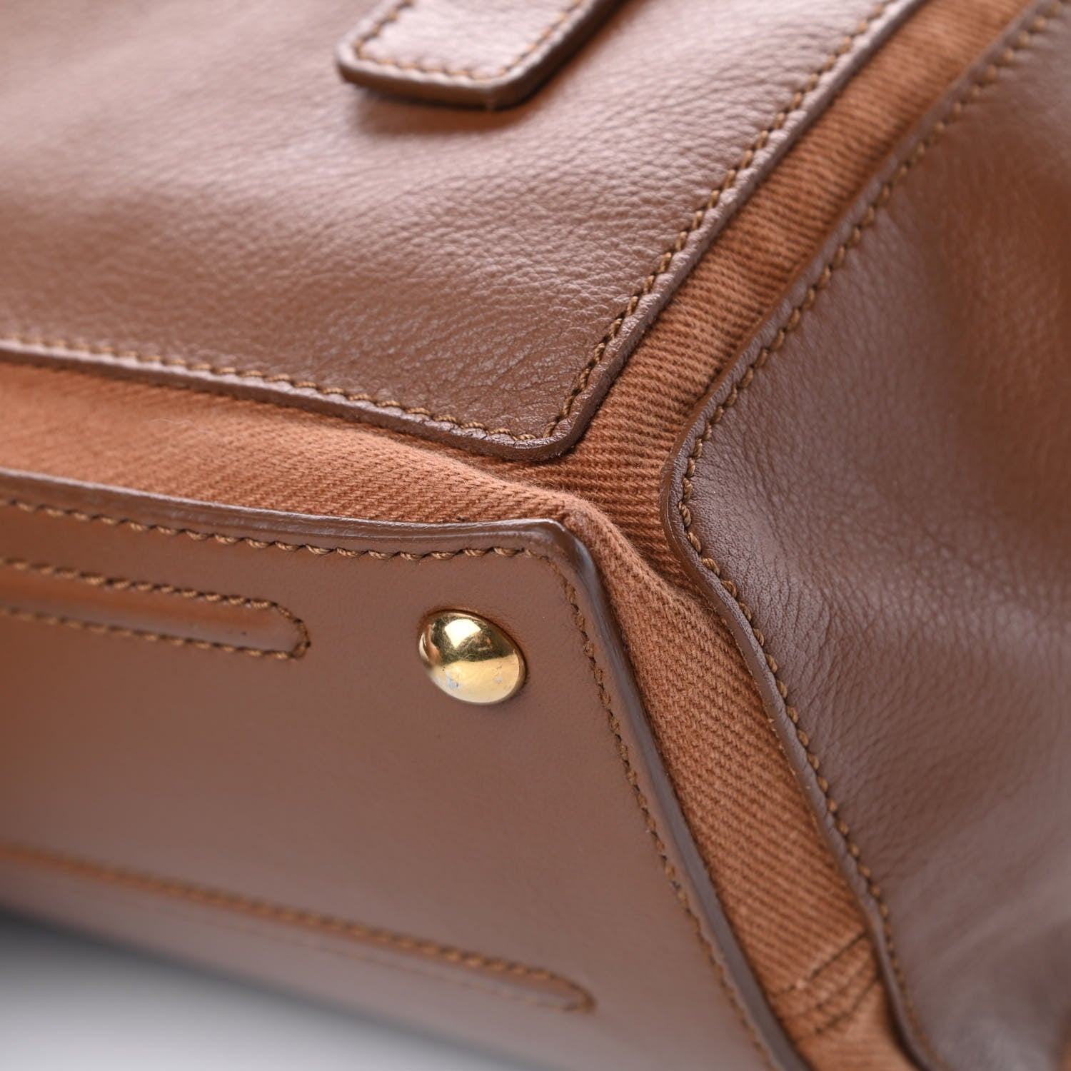 Saint Laurent Calfskin Canvas Medium Muse Two Brown 10 of 12
