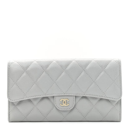 Chanel Caviar Quilted Large Flap Wallet Grey 1 of 8